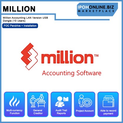 Million Accounting LAN Version USB Dongle (10 Users) - FOC Pendrive + Installation